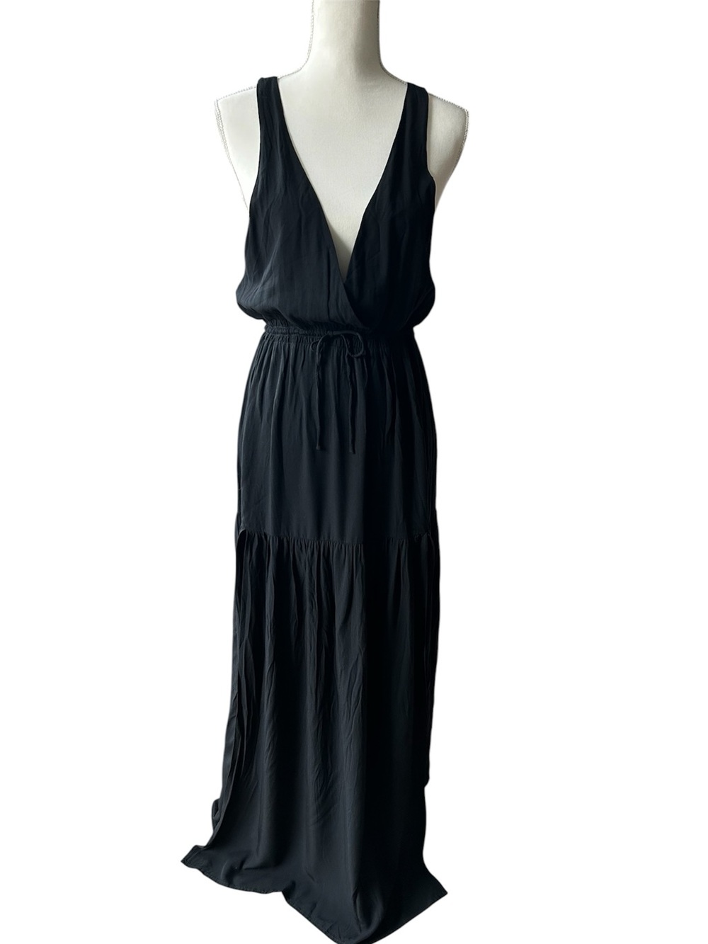 L*Space Emma Swim Cover-Up Black Maxi Dress with High Side Slit Size Medium NWT - Picture 3 of 9